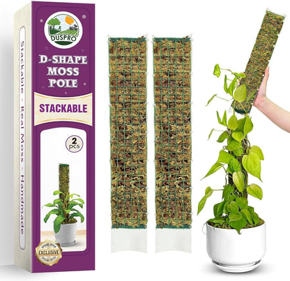 DUSPRO D-Shaped Plastic Moss Poles for Climbing Plants Monstera Stackable Moss Pole for Plants Moss