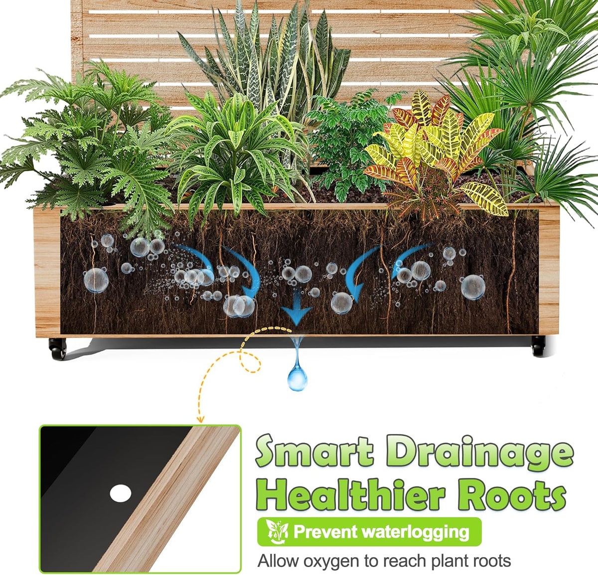 15.7"×70.9"×47.2" Metal Raised Garden Bed with Trellis and Wheels - Tall Trellis Planter Box for