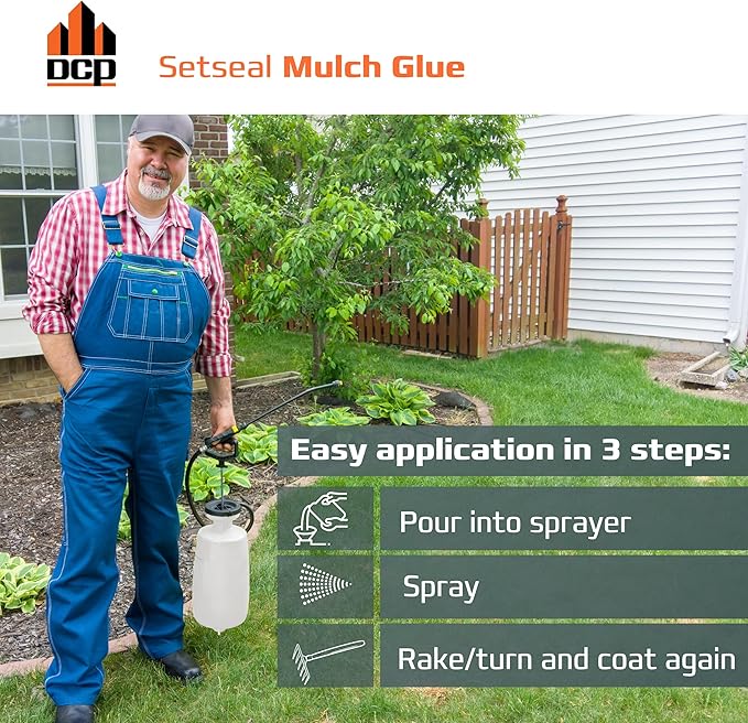 DCP Setseal Mulch Glue for Landscaping 1 Gallon - Gravel Stabilizer & Rock Glue - Works with Mulch