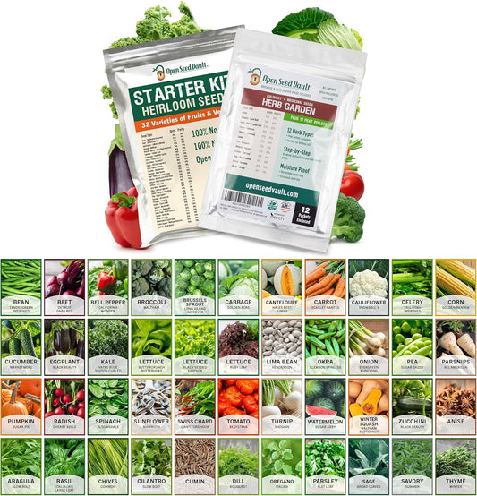 Open Seed Vault Variety Pack Bundle (44 Varieties) Herb Garden Seeds - Gardening Seed Starter Kit