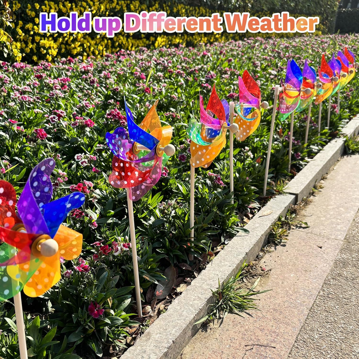 IilLittle 10 Pack Rainbow Pinwheel, No Assembly Required, Pinwheels for Kids, Pinwheels for Yard