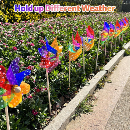 IilLittle 10 Pack Rainbow Pinwheel, No Assembly Required, Pinwheels for Kids, Pinwheels for Yard