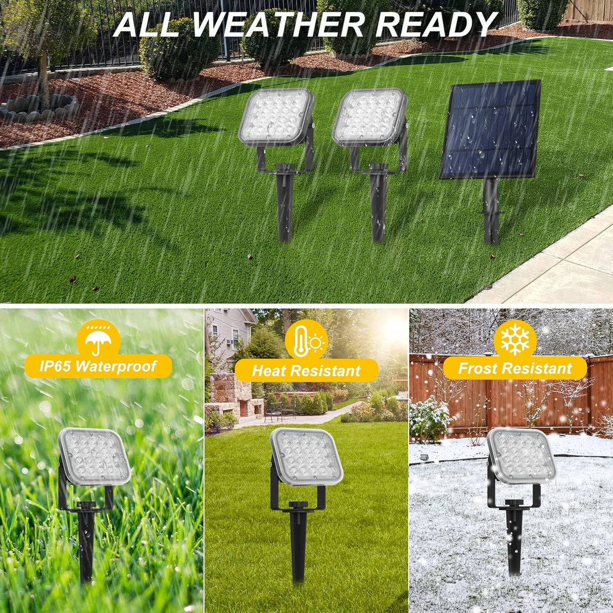 Solar Spot Lights Outdoor, 20 LED IP65 Waterproof Solar Landscape Lights, Dusk-to-Dawn 3000K Warm