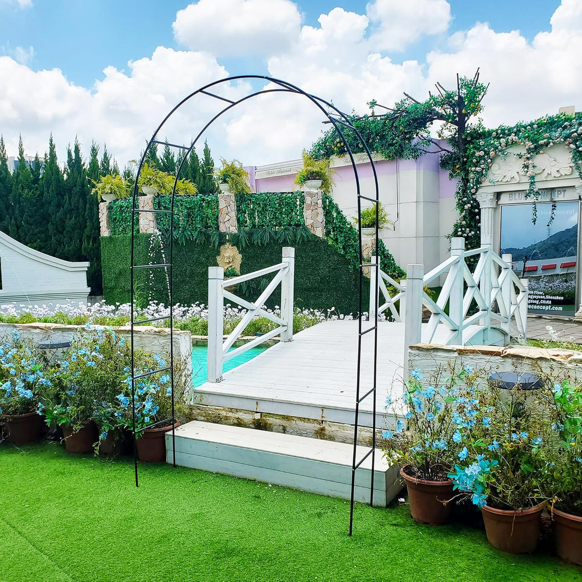 Iron Pergola Arbor Practical, 7.9 Feet High x 4.6 Feet Wide, Assemble Easily for Various Climbing