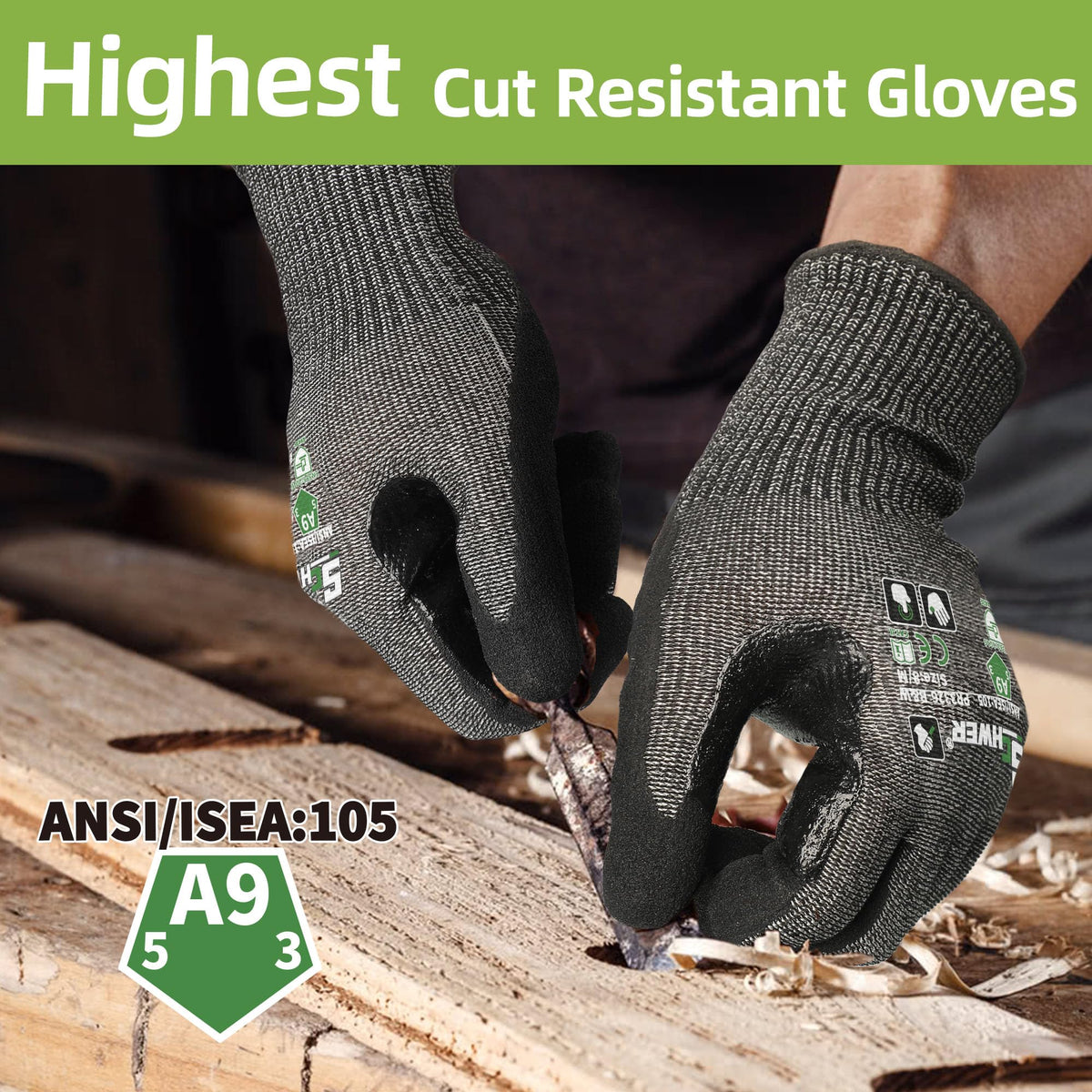 Schwer ProGuard High Level Cut Resistant Work Gloves for Extreme Protection, ANSI A9 Cut Gloves