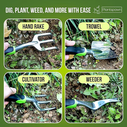 8 PCS Gardening Tools Set with Bag | Heavy-Duty Rust-Proof Hand Tools with Plastic Handles Includes