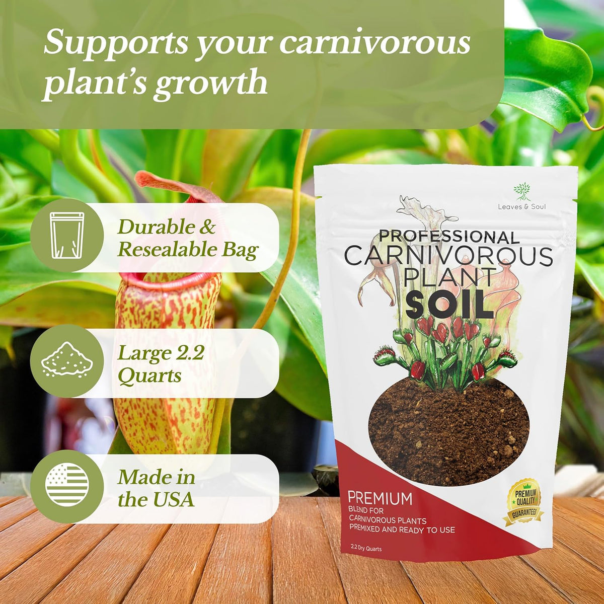 Professional Carnivorous Plant Soil | Large 2.2 Quarts Ready to Use for Venus Flytraps, Sundews