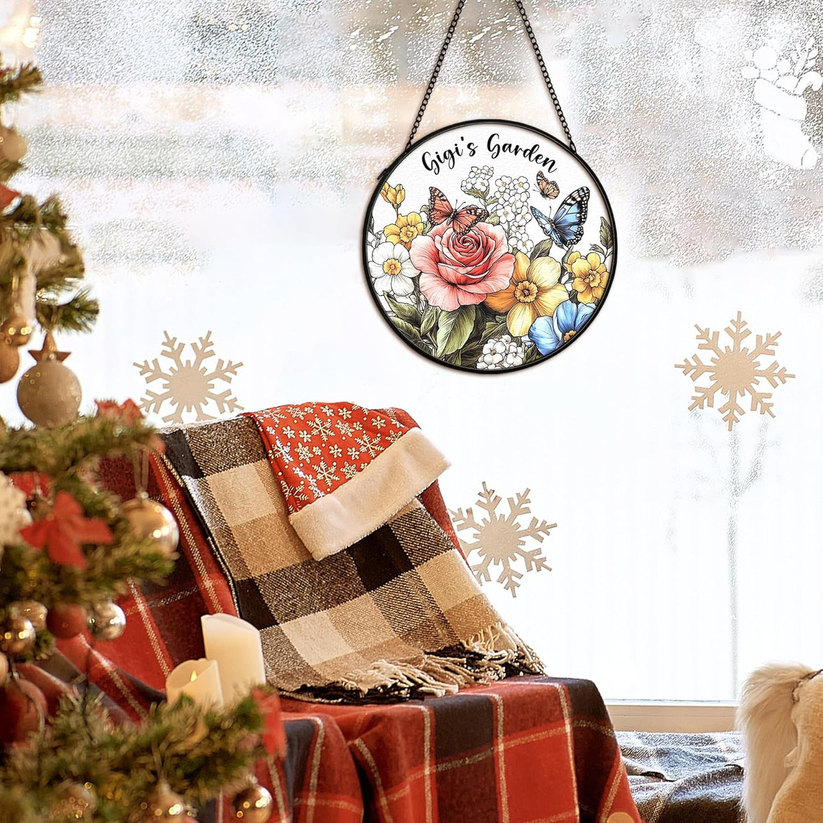 Gigi Gifts Suncatcher Stained Glass Window Hanging Decor from Grandkids, Gigi's Garden Stained