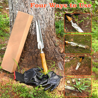 5-in-1 Stainless Steel Hand Weeder Puller Tool & Dandelion Fork Knife - Hand Weed Removal Tool for