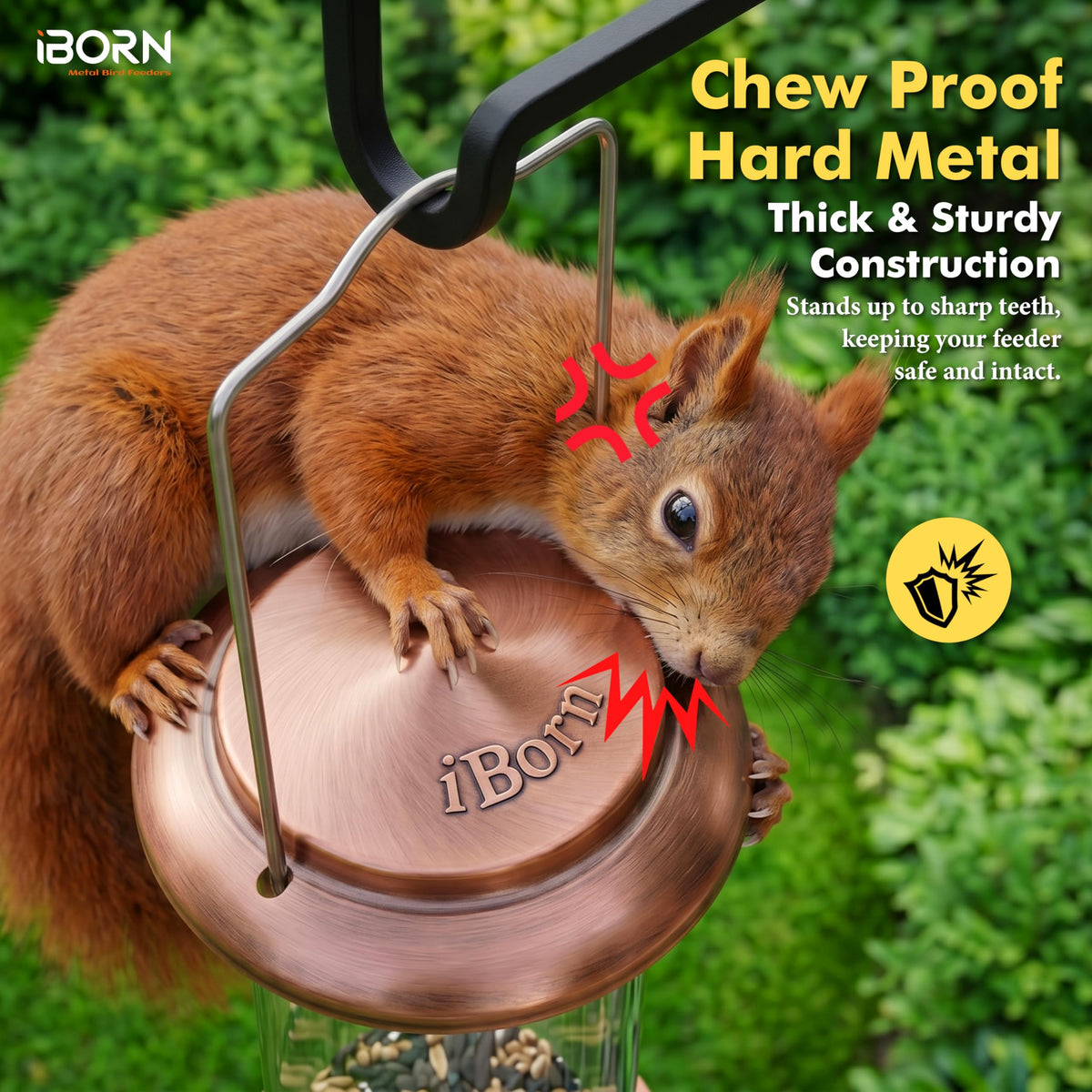 Bird Feeders for Outdoors 15" 6 Ports Chew-Resistant, Copper-Plating, 1PK
