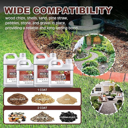Mulch Glue - 64oz / 0.5 Gallon Landscape Adhesive Gravel Binder Glue with Applicator for