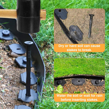 Bonviee 1.5 Inch x 66FT Garden Border Edging Kit with 100 Anchoring Spikes, Flexible Garden Edging