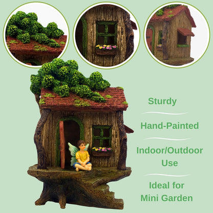 PRETMANNS Fairy House Kit - Fairy Garden Accessories for Outdoor Miniature Village Decor, with