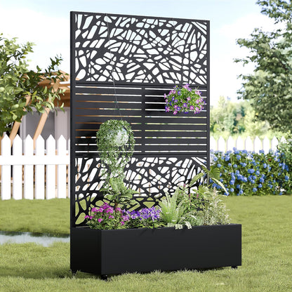 Casaphoria Metal Raised Garden Bed with Trellis and Wheels, 72"x47"x16" Arched Planter Box for