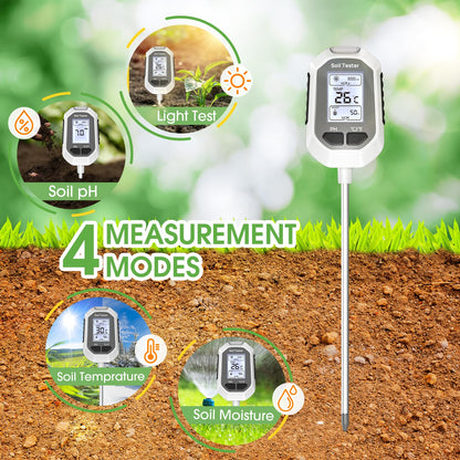 YAMRON 4-in-1 Soil Moisture Meter Digital Plant Temperature/Soil Moisture/pH Meter/Sunlight