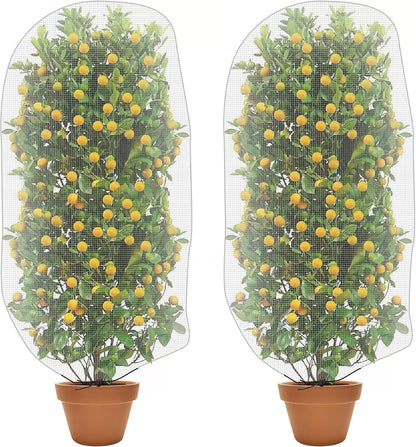 Alpurple 2 PCS Insect Bird Barrier Netting Mesh with Drawstring- 4.6 x 3 Ft Garden Bug Netting