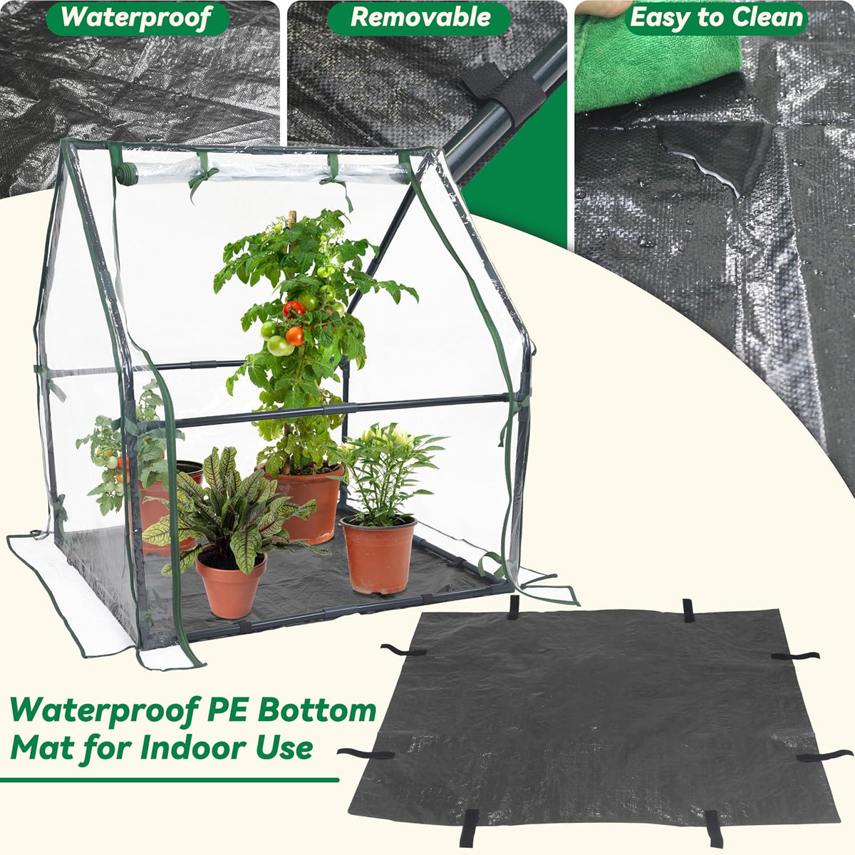 Gardzen Mini Greenhouse Indoor with Waterproof Bottom, Heavy Duty Portable Green House for Outdoor