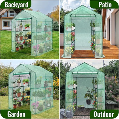 Greengro Greenhouse, 57 x 57 x 76'' Greenhouses for Outdoors, Durable Green House Kit with Window