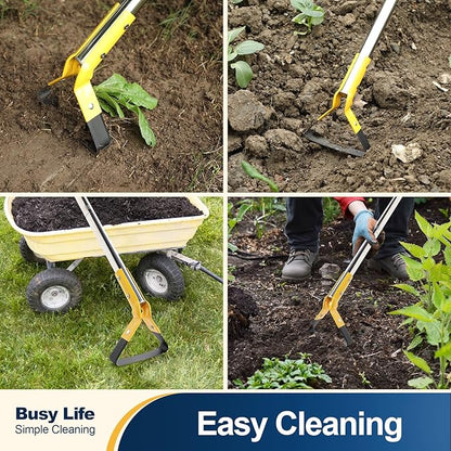 Yocada Hoe Garden Tool Hoe 61” Long Handle Stainless Steel Hoe Heavy Duty for Weeding Grass Roots