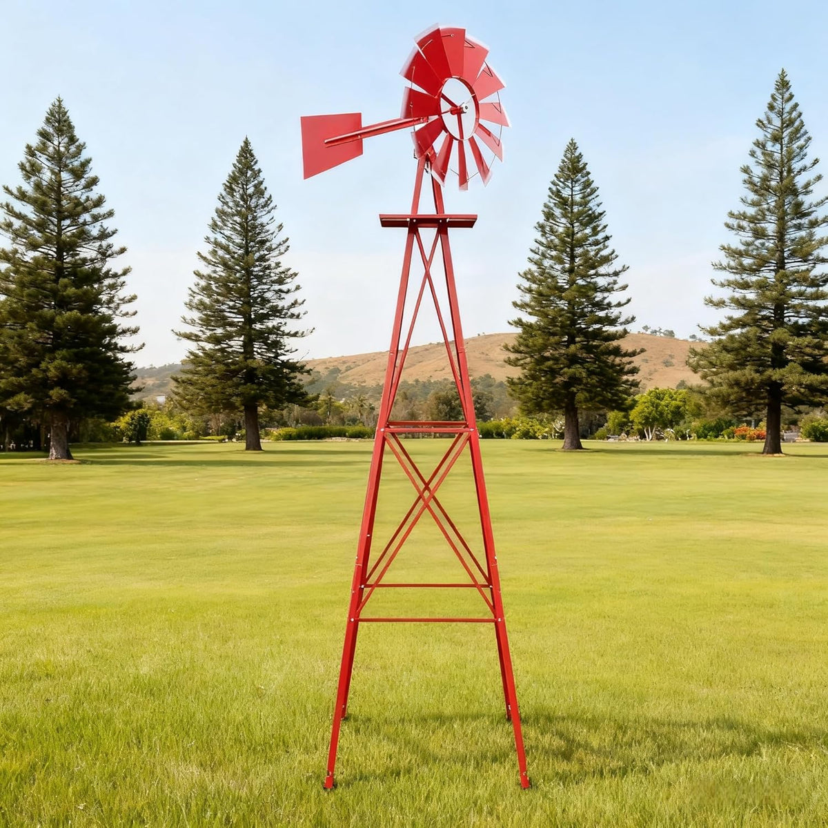 8FT Windmill for Yard Garden Decoration with Weather Vanes，Heavy Duty Outdoor Wind Mills, Large