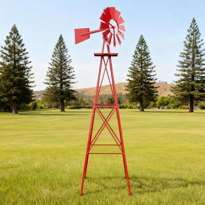 8FT Windmill for Yard Garden Decoration with Weather Vanes，Heavy Duty Outdoor Wind Mills, Large