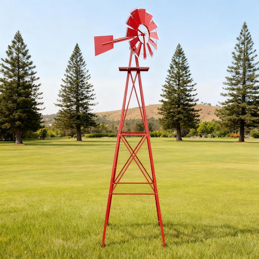 8FT Windmill for Yard Garden Decoration with Weather Vanes，Heavy Duty Outdoor Wind Mills, Large