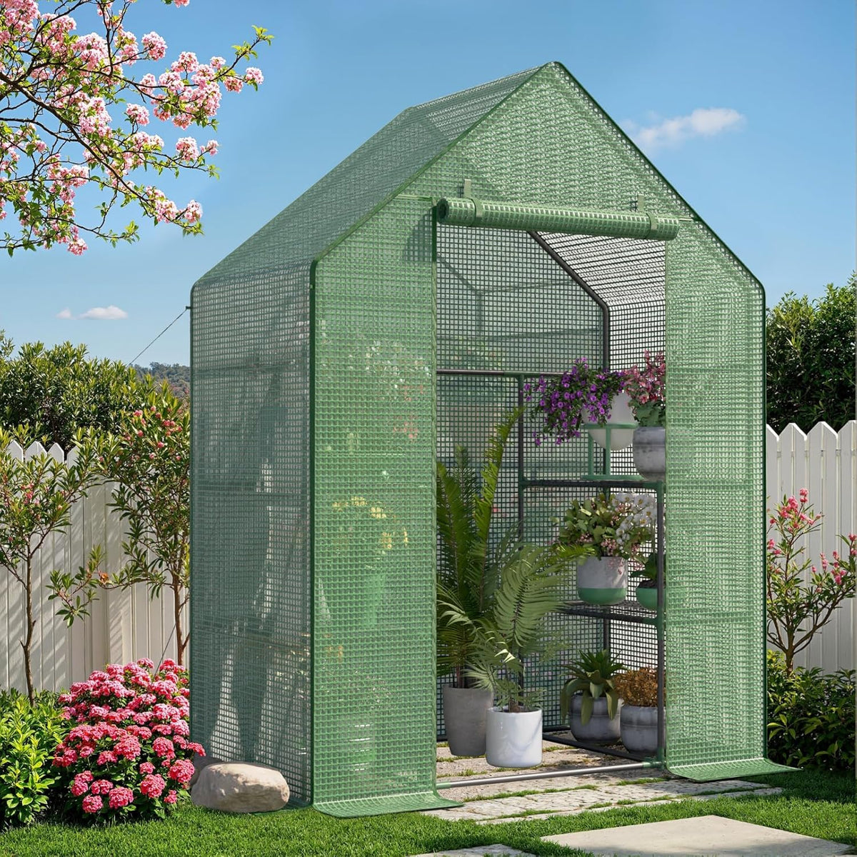 Portable Greenhouse for Outdoor, Small Greenhouses with Durable PE Cover, Walk in Greenhouse with