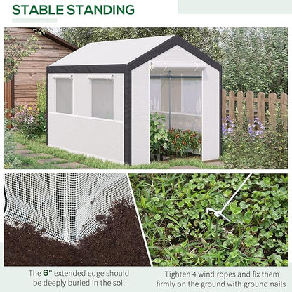 Outsunny 10' x 7' x 7' Greenhouse, Walk-in Outdoor Tunnel Green House with PE Cover, Steel Frame, 2