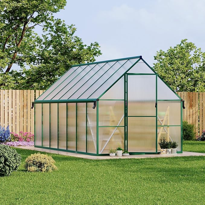 8'X14' Aluminum-Framed Polycarbonate Greenhouse, Heavy Duty Polycarbonate Greenhouse with Quick