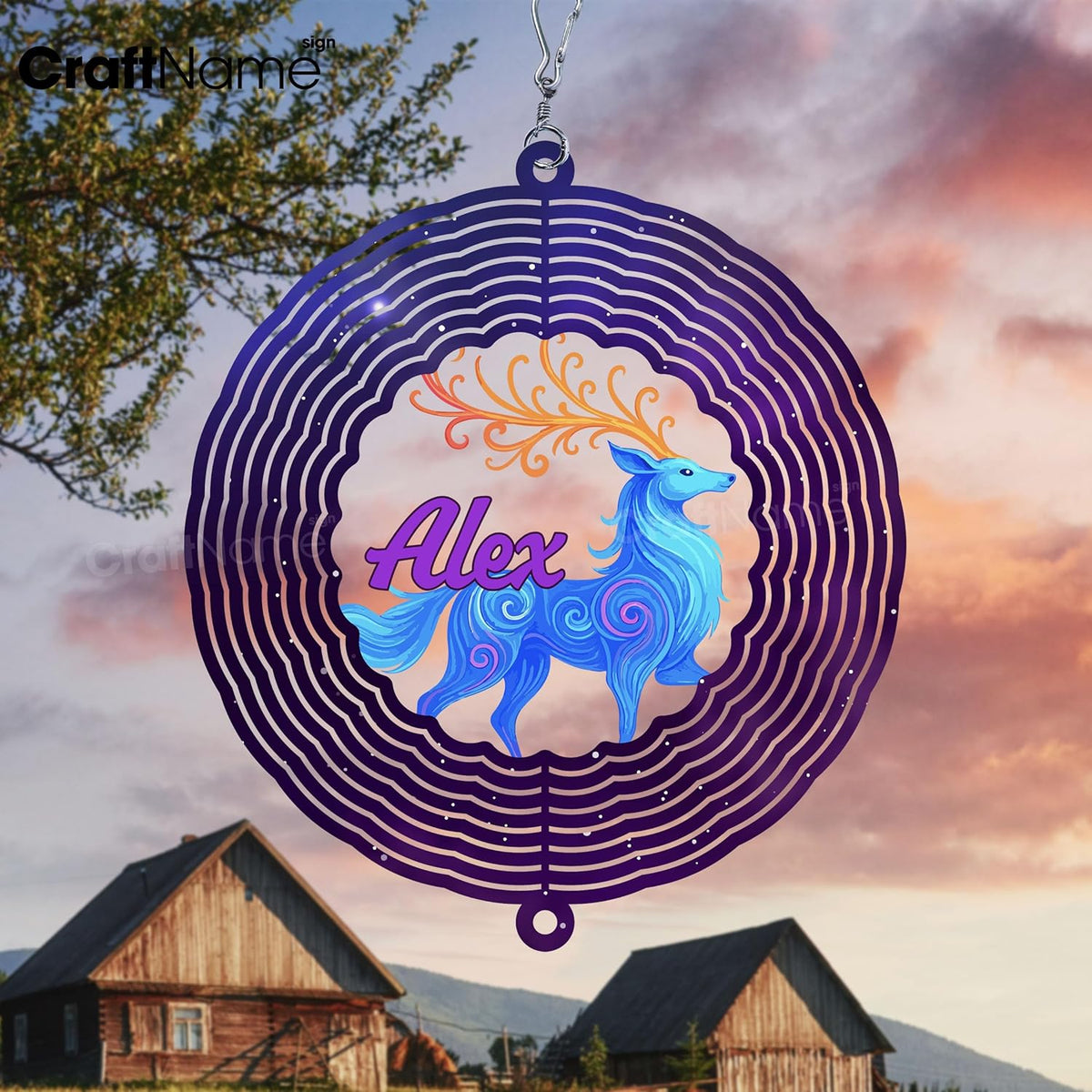 Personalized Elk Wind Spinner 3D Stainless Steel, Elk Garden Spinner Hanging Outdoor Decor, Wind