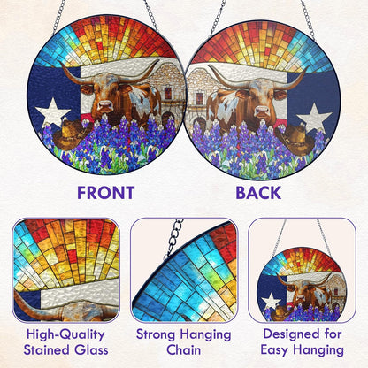FLAGWIX Christmas Texas Gifts for Women Men - Stained Glass Window Hanging 10in - Sun Catchers