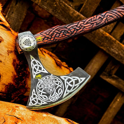 MDM-012 Custom Hand Forged Viking Axe Real Tomahawk Viking Hatchet Beared Camping Axe, 5160 HIGH