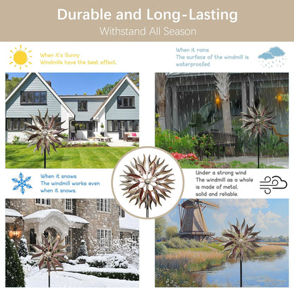 Large Outdoor Metal Wind Spinner,Two-Way Wind Sculptures,360 Degrees Kinetic Wind Spinners Yard Art