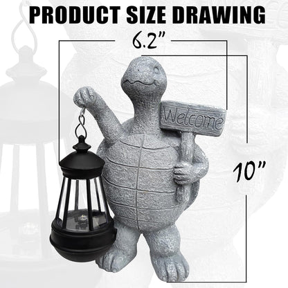Sea Turtle Solar Garden Statues,Resin Sea Turtle Figurine Decorations with Solar Lights Lantern