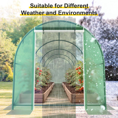 Greenhouse, 15’x7’x7’ Upgraded Walk-in Greenhouse with Spraying System, Heavy Duty Tunnel Green