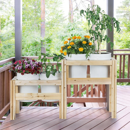 Greenes Fence Two-Tiers Four Bucket Elevated Cedar Wood Garden Frame, 54 in. x 16 in. x 30 in.