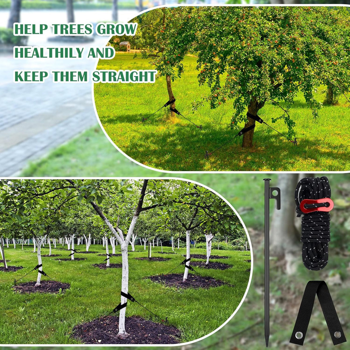 Sintuff 36 Pcs Heavy Duty Tree Stake Kits Stake and Support for Young Leaning Tree Anchor