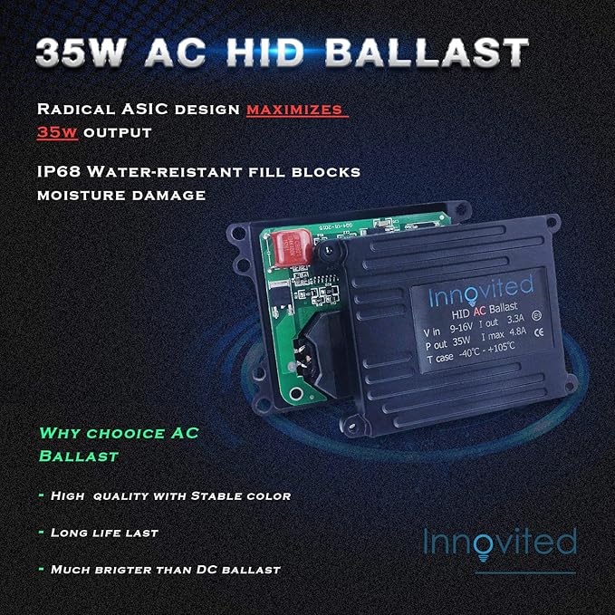 Innovited 35w Ac Digital Ballast for H1 H3 H4 H7 H10 H11 9005 9006 D2r D2s Universal Fit