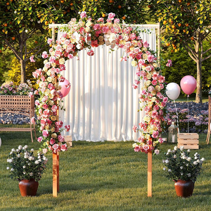 Moccha 7.7 FT Garden Arbor, 93" Wood Arbor Trellis for Climbing Plants, Rose, Ivy, Outdoor Archway