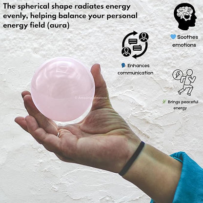 Amazing Gemstone Pink Calcite Crystal Ball with Stand - 2 Inches Crystal Sphere Meditation Balls