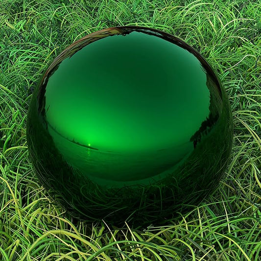 Lulu Decor, Size 12 Green Stainless Steel Gazing Mirror Ball, Smooth Reflective Shiny Garden