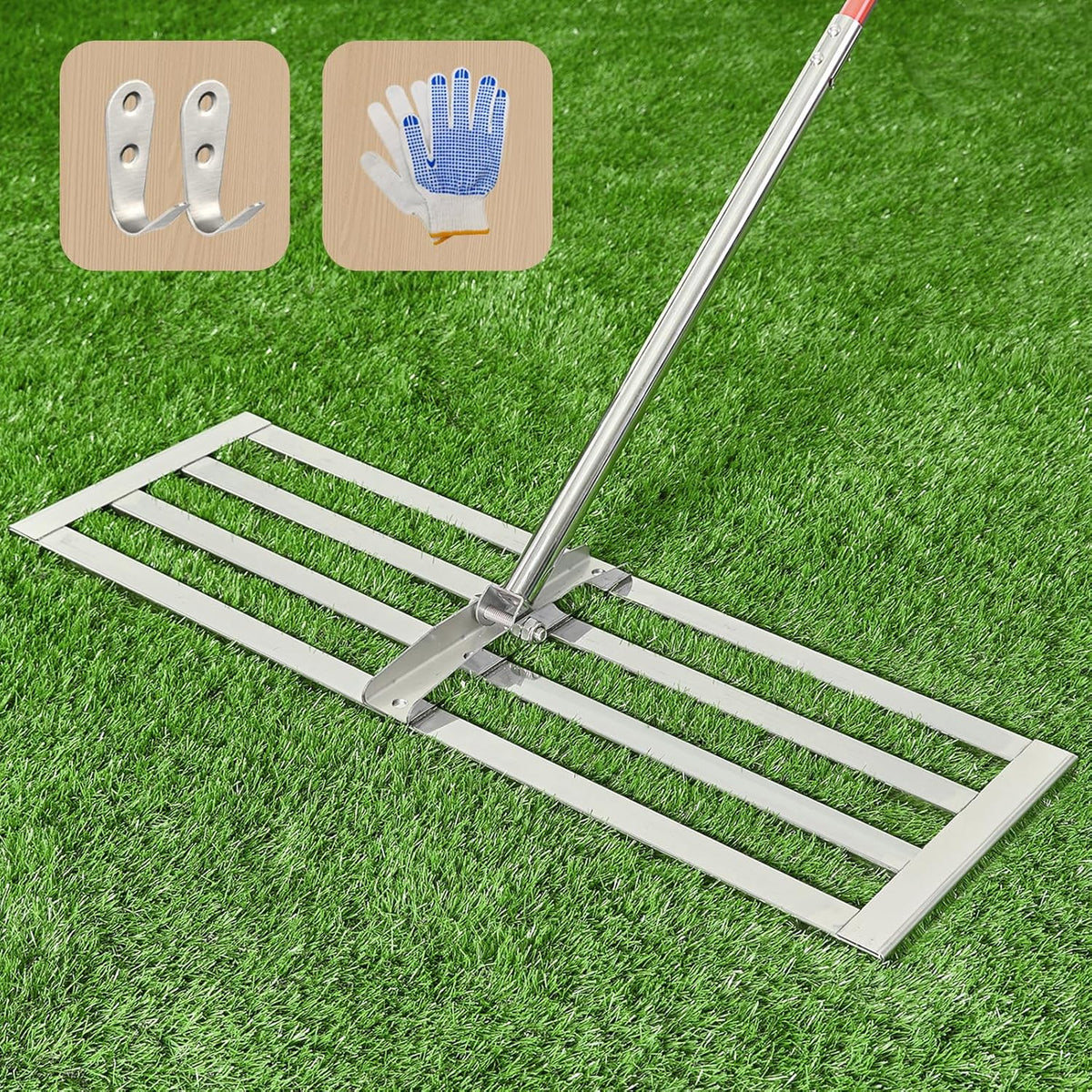 Lawn Leveling Rake 30"x10", Heavy-Duty Stainless Steel Yard Leveling Rake, Professional Soil