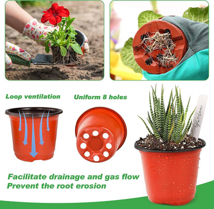 TDHDIKE Plastic Planter Nursery Pots 4" Small (50pcs) Seedlings Flower Pots Container Seed Starting