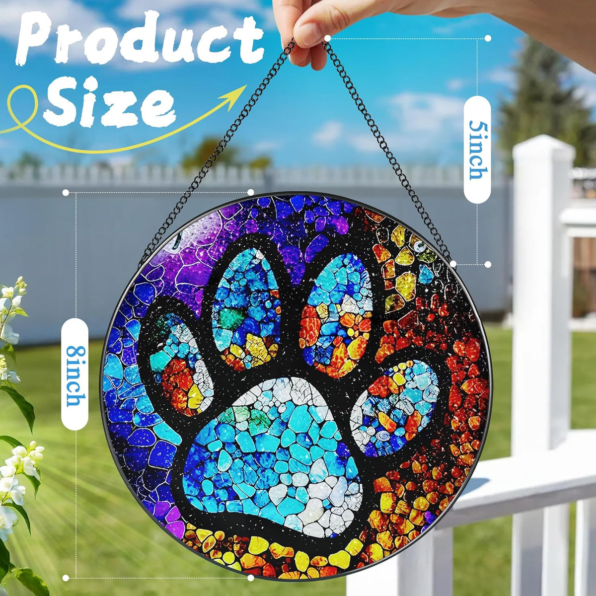 Stained Glass Window Hanging, DOUHASU Pet Memorial Suncatcher Ornament, Dog Memorial Gifts for Loss