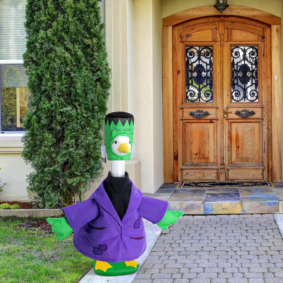 Watayo 2 Pcs/Set Halloween Monster Goose Outfits, Porch Goose Statue Monsters Costume, Lawn Goose