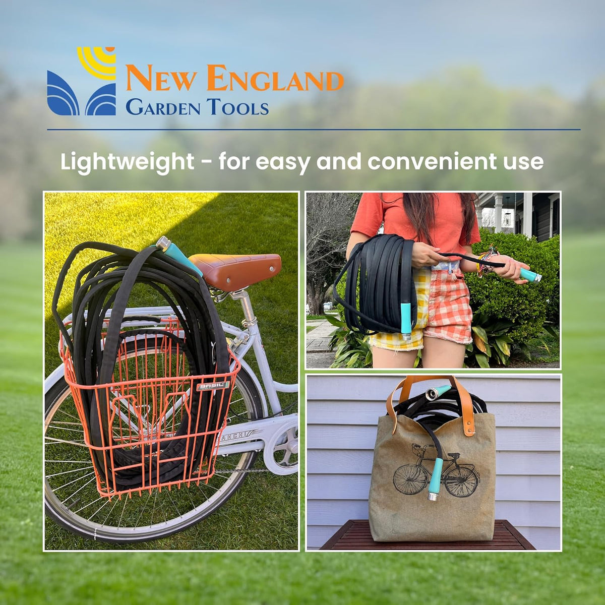 Flat Garden Hose (100 foot x 5/8 inch) Lightweight, Durable Fiber Jacket, Flexible & Kink Free