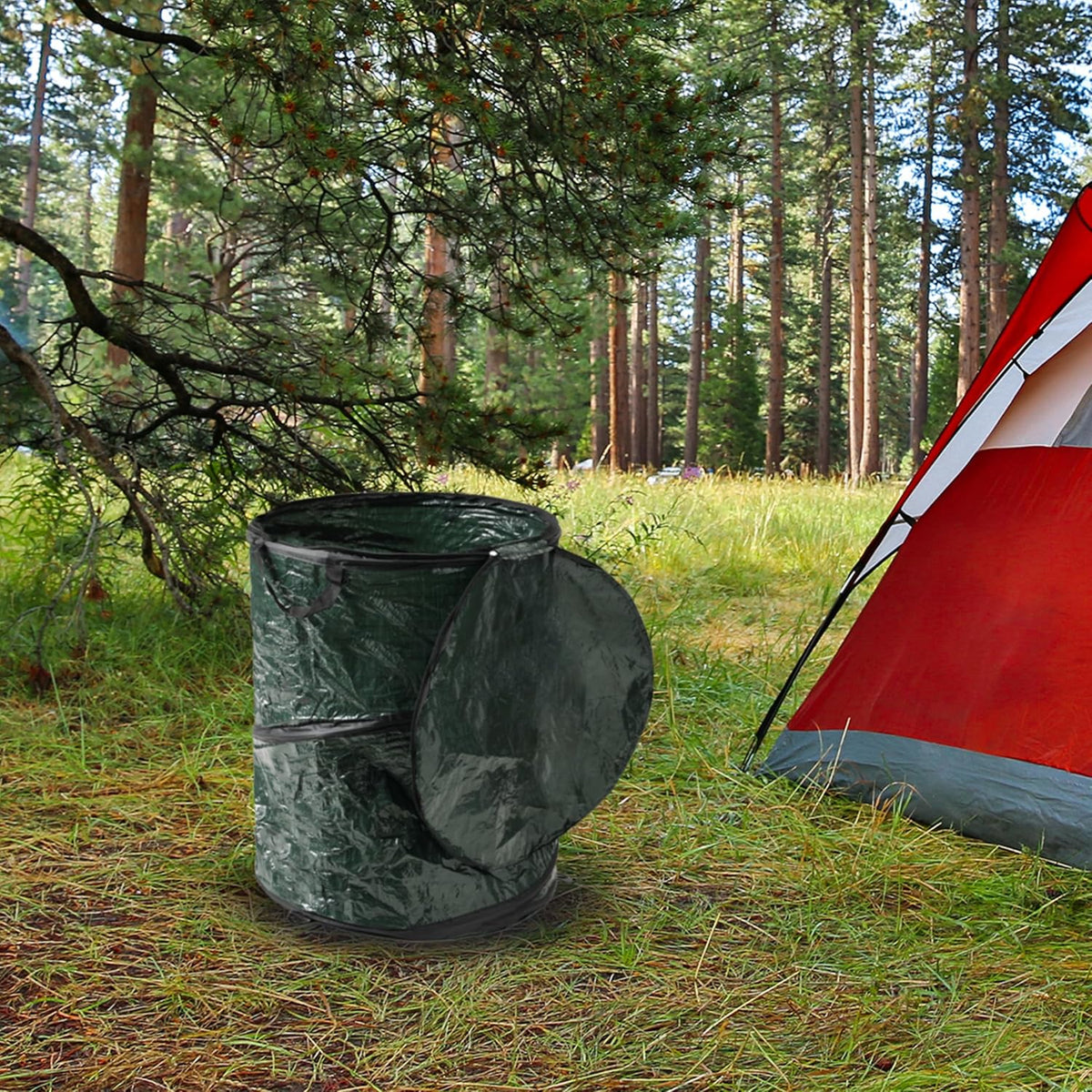 29.5-Gallon Pop Up Outdoor Garbage Can - Collapsible Trash Can for Parties, Yard Waste, or Laundry