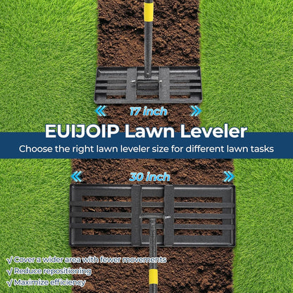 Extra Wide 30" Leveling Rake for Lawn Care - 60in Extendable Stainless Steel Handle with Ergonomic