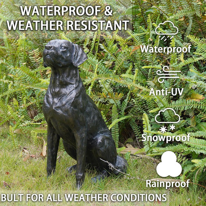 Garden Statue Outdoor Decorations Dog-Figurine – 19inch Black Labrador décor Sculpture Sitting