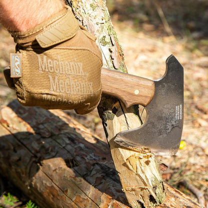 BPS Knives Bushcraft Axe with Leather Sheath - Full Tang Camping Axe - Survival Carbon Steel